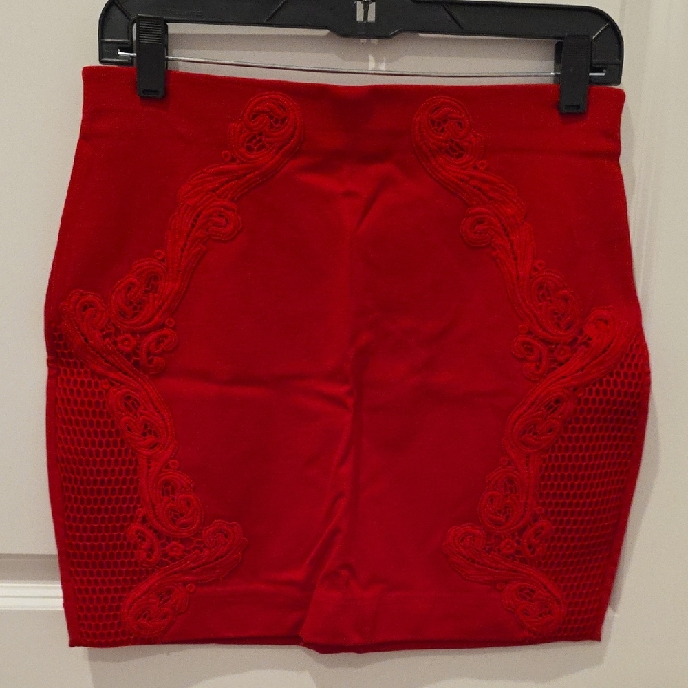 Express Vibrant Red Mini Skirt